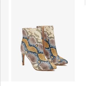 express snakeskin print booties